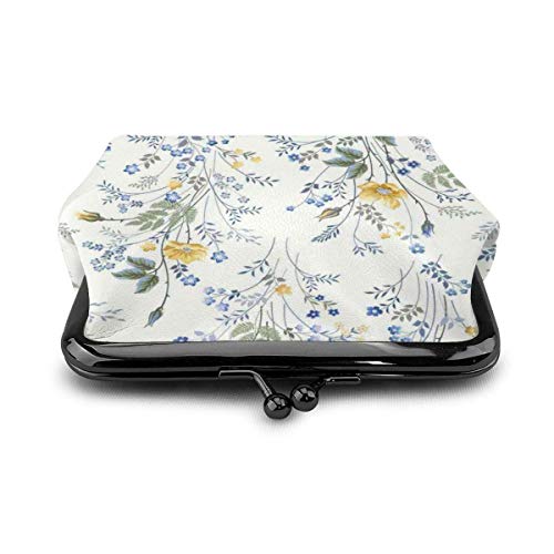 Azul Flor Patrón Floral Rosas Cuero De La Pu Exquisita Hebilla Monederos Vintage Bolsa Clásico Cambio De Cerradura Monedero Wal.