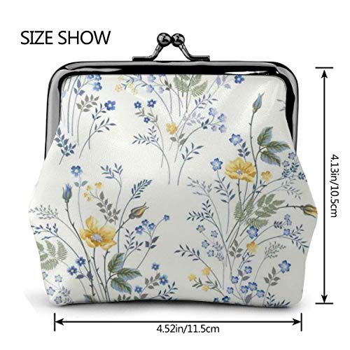 Azul Flor Patrón Floral Rosas Cuero De La Pu Exquisita Hebilla Monederos Vintage Bolsa Clásico Cambio De Cerradura Monedero Wal.