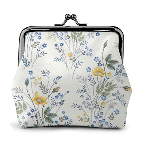 Azul Flor Patrón Floral Rosas Cuero De La Pu Exquisita Hebilla Monederos Vintage Bolsa Clásico Cambio De Cerradura Monedero Wal.