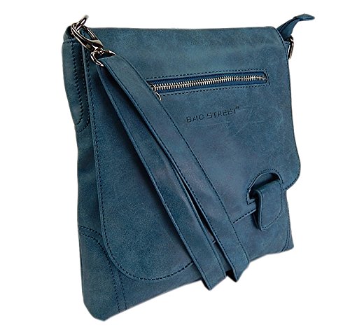 Bag Street - Bolso de hombro con presilla, aspecto desgastado, petróleo (Azul) - .