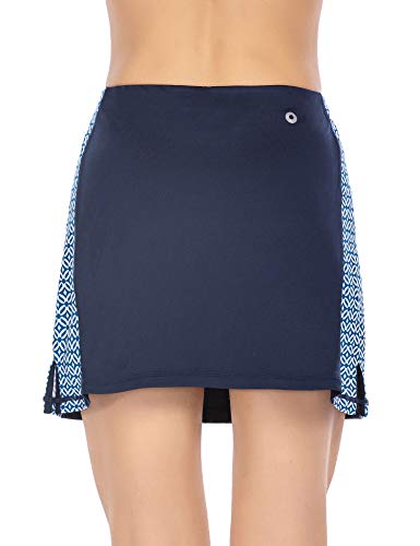 Balancora Falda de tenis para mujer, con bolsillos y conexión para auriculares, tallas S-XXL azul marino XL