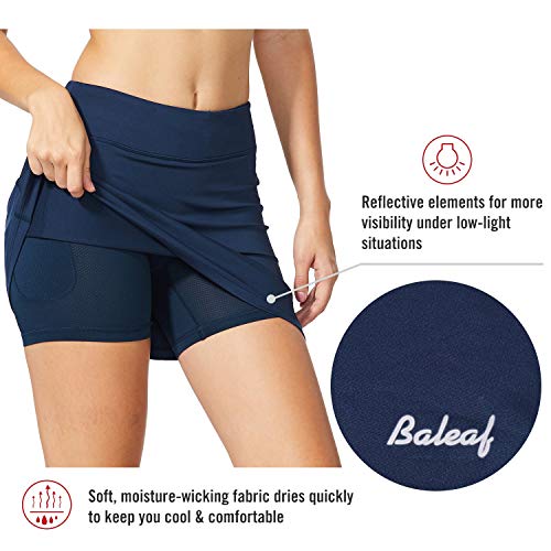 BALEAF Falda deportiva para mujer, ligera, con bolsillos cortos, para correr, tenis, golf, entrenamiento, deportes - - Large