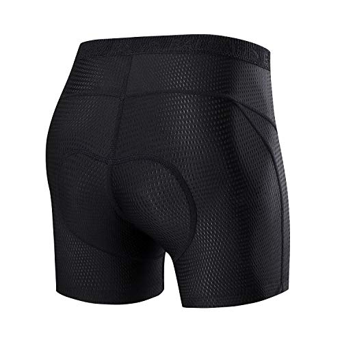 BALEAF Pantalones cortos de ciclismo para mujer, 3D, acolchado, para bicicleta, ropa interior, de montaña, de silicona, color negro L
