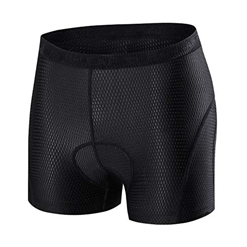 BALEAF Pantalones cortos de ciclismo para mujer, 3D, acolchado, para bicicleta, ropa interior, de montaña, de silicona, color negro L