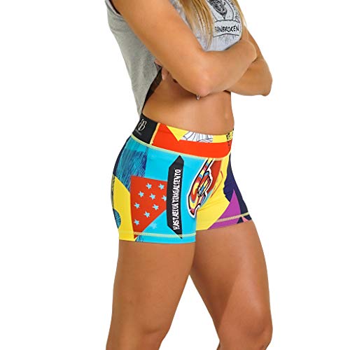 BANBROKEN Short Pantalón Corto Deportivo para Fitness Mujer, Gimnasio, Crossfit, Running, Halterofilia, Yoga, Gym etc (Rio, M)