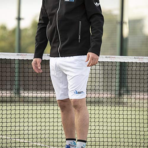 Barcelona Padel Tour | Pantalón Corto con Bolsillos para Hombre | Short en Tejido Ligero y Transpirable con Estampación Especial de Pádel | Ropa Deportiva Blanco XL