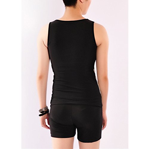 BaronHong Trans Lesbian Tomboy Pecho Binder Traje de baño de Secado rápido Conjunto Tank Top + Pantalones de natación (Negro, XL)