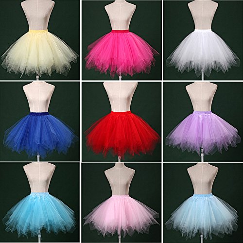 Bbonlinedress Faldas con Vuelo Tul Mujer Enaguas Cortas Mini Ballet Danza Fiesta Black-Red L