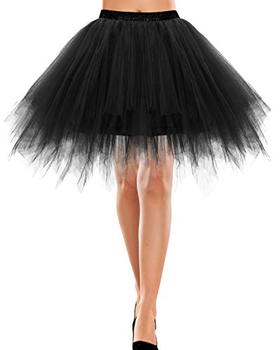 Bbonlinedress Faldas con Vuelo Tul Mujer Enaguas Cortas Mini Ballet Danza Fiesta Black XL