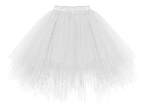 Bbonlinedress Faldas con Vuelo Tul Mujer Enaguas Cortas Mini Ballet Danza Fiesta White M