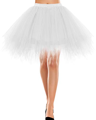 Bbonlinedress Faldas con Vuelo Tul Mujer Enaguas Cortas Mini Ballet Danza Fiesta White M