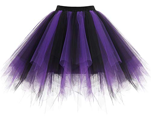 Bbonlinedress Faldas Tul Mujer Enaguas Cortas Tutus Ballet Mini para Vestidos Black Purple L
