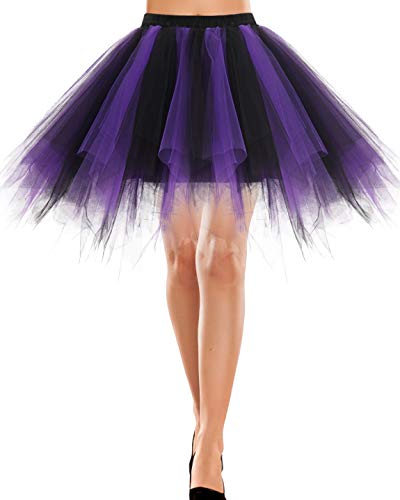 Bbonlinedress Faldas Tul Mujer Enaguas Cortas Tutus Ballet Mini para Vestidos Black Purple L