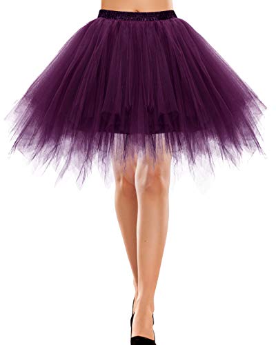 Bbonlinedress Faldas Tul Mujer Enaguas Cortas Tutus Ballet Mini para Vestidos Grape M