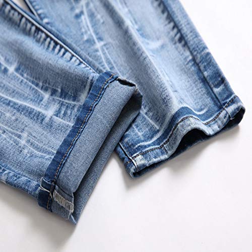 Beastle Jeans para Hombres Pantalones Vaqueros Estampados con Personalidad Europea y Americana Tendencia Pantalones Vaqueros Casuales de Pierna Recta 29