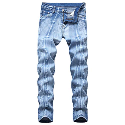 Beastle Jeans para Hombres Pantalones Vaqueros Estampados con Personalidad Europea y Americana Tendencia Pantalones Vaqueros Casuales de Pierna Recta 29