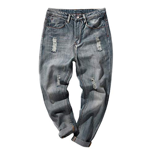 Beastle Pantalones Vaqueros para Hombre nuevos Pantalones Vaqueros Rasgados Harlan de Gran tamaño Holgados a la Moda Ropa de Trabajo Deportiva Informal 42