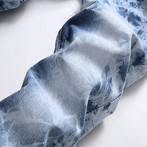 Beastle Pantalones Vaqueros para Hombre Pantalones de Motocicleta elásticos Estampados de Moda Casual Europea y Americana Pantalones Vaqueros Rasgados con Personalidad de Moda 40