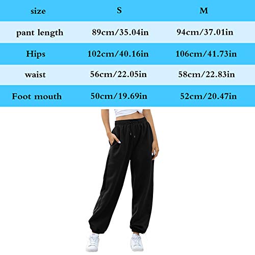 beifon Harem Pantalón Chandal Mujer Largo Pantalón Deportiva Mujer Pantalones Jogging con Cintura Alta Elástico Pantalón de Deporte Yoga Fitness Jogger Gimnasio Sweatpants Casuales Mujer (Negro, S)