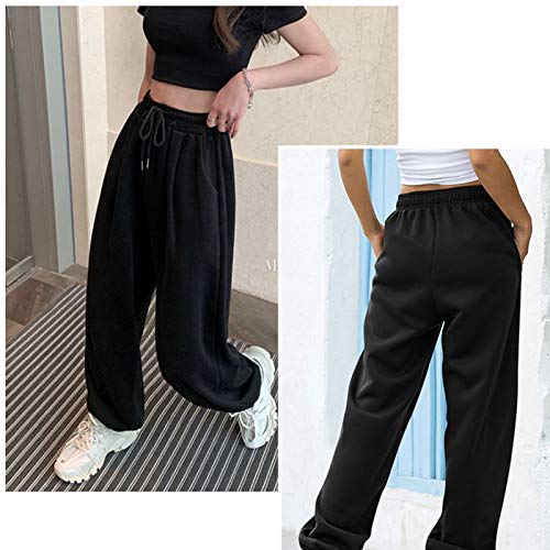 beifon Harem Pantalón Chandal Mujer Largo Pantalón Deportiva Mujer Pantalones Jogging con Cintura Alta Elástico Pantalón de Deporte Yoga Fitness Jogger Gimnasio Sweatpants Casuales Mujer (Negro, S)