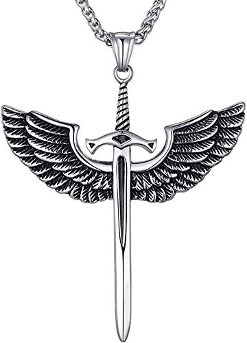 BEISUOSIBYW Co.,Ltd Collar Collar Gótico Punk Hip Hop Falda Colgante ala D Un ÁNGEL DE Acero Inoxidable ÚNICO EXTENDIDO