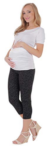 BeLady Leggins Premamá 3/4 Capri Embarazo Ropa Opaco Algodón Todas Las Tallas Muchos Patrones S M L XL 2XL 3XL 4XL 5XL 6XL (Klaudia, S)