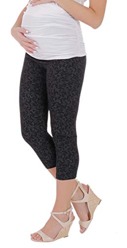 BeLady Leggins Premamá 3/4 Capri Embarazo Ropa Opaco Algodón Todas Las Tallas Muchos Patrones S M L XL 2XL 3XL 4XL 5XL 6XL (Klaudia, S)