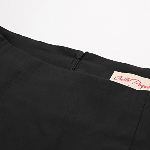 Belle Poque Mujeres Vintage Falda Midi Plisada con Bolsillos Faldas Larga S