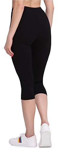 Bellivalini Leggins 3/4 Piratas Mallas Deportivas Capri en Viscosa Mujer BLV50-148 (Negro, XL)