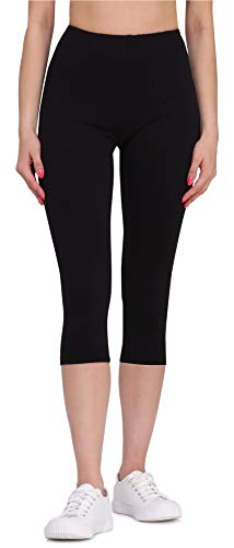 Bellivalini Leggins 3/4 Piratas Mallas Deportivas Capri en Viscosa Mujer BLV50-148 (Negro, XL)