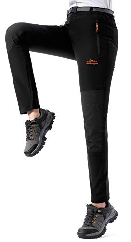BenBoy Pantalon Montaña Mujer Secado Rápido Impermeable Pantalones Trekking Escalada Senderismo Acampada Transpirables y Ligeros,KZ1827W-Black-M