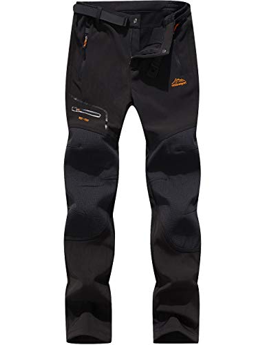 BenBoy Pantalones de Montaña Mujer Impermeables Invierno Calentar Pantalones Trekking Escalada Senderismo Softshell,KZ1812-Black-XL