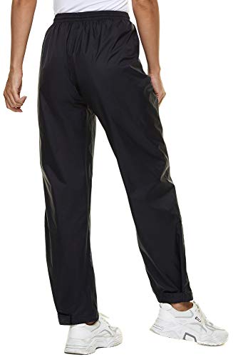 BenBoy Pantalones Impermeables Mujer Transpirable Pantalones de Lluvia para Resistentes al Viento Ligero Trekking Escalada Senderismo,KZ5217W-Black-XS