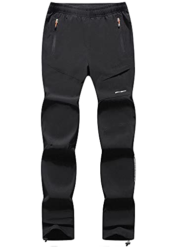 BenBoy Pantalones Montaña Trabajo Mujer Secado Rápido Pantalones Casuales Deportivos Pantalon de Trekking Escalada Senderismo Acampada Impermeable,KZ2016W-Black-L