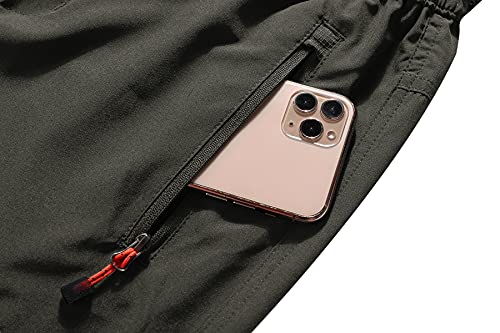 BenBoy Pantalones Trekking Trabajo Hombre Impermeables Convertible Pantalones Cortos Montaña Escalada Senderismo Transpirable Ligero Secado Rápido Pantalon Aire Libre KZ2346M-Army Green-S