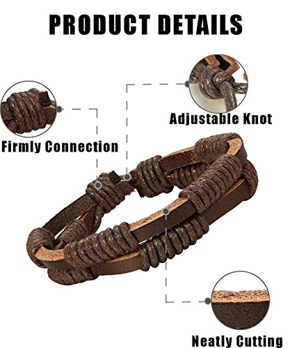 Besteel 6Piezas Cuero Pulseras Árbol de la Vida para Hombre Mujer Trenzado Pulsera Cuerda Brazalet Vintage Pulsera, Ajustable