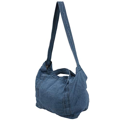 Bestlymood Bolso Holgado Vaquero Bolso Informal de Tela de Vaquero Ocio Estilo Coreano Moda Bolso de Asa Superior de Mensajero de Moda Japonesa, Cielo Azul