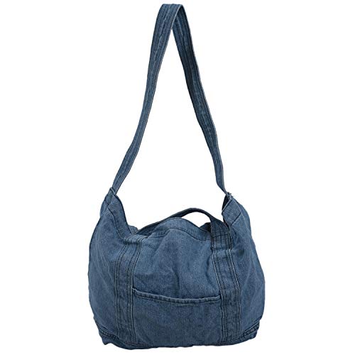 Bestlymood Bolso Holgado Vaquero Bolso Informal de Tela de Vaquero Ocio Estilo Coreano Moda Bolso de Asa Superior de Mensajero de Moda Japonesa, Cielo Azul