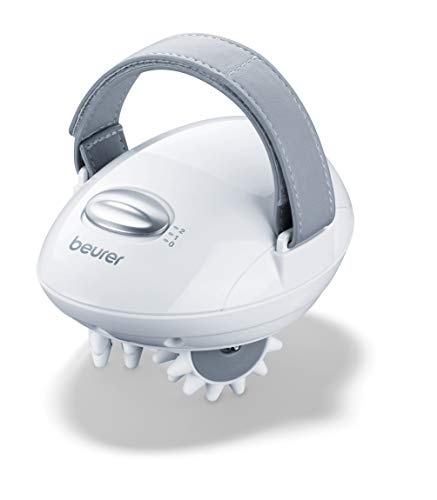 Beurer CM50 - Ergonómico masajeador para celulitis, 2 intensidades de masaje, estimula circulación sanguínea, correa ajustable, rodillo extraíble, 75 x 92 x 125 mm, color blanco