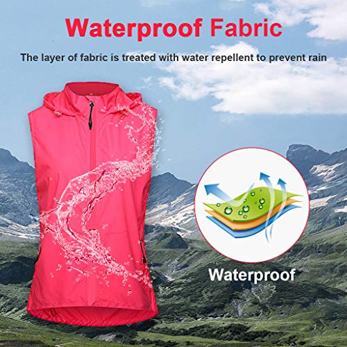 Beylore Cortavientos Ciclismo Mujer Impermeable Chaleco de Ciclismo 2 en 1 con Mangas Desmontables Chaqueta Running Hombre Reflectante Protección UV Respirable Ropa Ciclismo Hombre,Rojo,XL