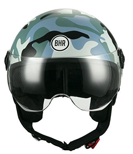 BHR 09479 Casco Moto Demi-Jet Linea One 801, Gris Camuflaje, L