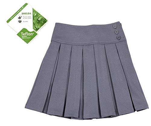 Bienzoe Niña Elástico Plisado Teflon Uniforme Escolar Danza Falda Gris 4