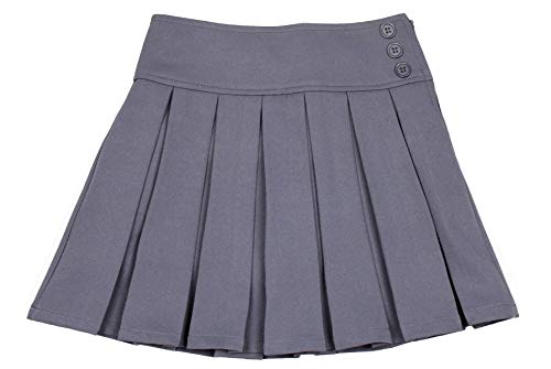 Bienzoe Niña Elástico Plisado Teflon Uniforme Escolar Danza Falda Gris 4