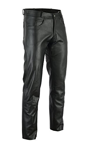 Bikers Gear Australia - Pantalones Vaqueros de Piel Suave para Motocicleta, de Piel, Color Negro, Talla XL