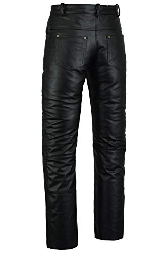 Bikers Gear Australia - Pantalones Vaqueros de Piel Suave para Motocicleta, de Piel, Color Negro, Talla XL