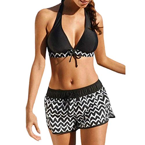 Bikini Mujer 2019 Push Up Logobeing, Conjuntos de Mujer Tankini Bikini de Dos Piezas con Pantalones Cortos deurf de Niño Trajes de Baño Brasileño (M,Negro)