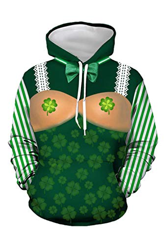 Bilicos Sudadera con Capucha Sweatshirt Hoodie Print Tops Chaqueta Pull-Over Chaqueta de chándal Outwear Fiesta Nacional Irlandesa Lustig