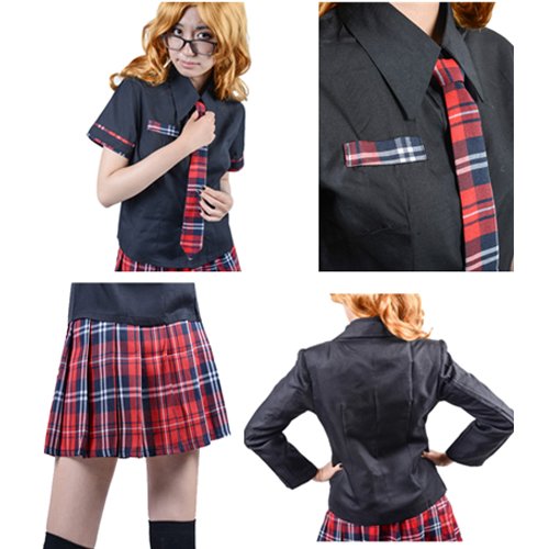 Black Sugar XXL Rojo – Conjunto de uniformes escolares japoneses, blusa, falda corbata, sailor fuku, disfraz, disfraz, entregado de París