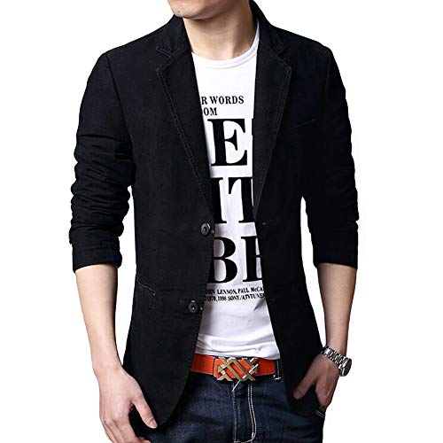 Blazer Casual para Hombre Chaquetas de Traje Slim fit Chaqueta de algodón sólido de un Solo Pecho Abrigo Chaqueta de Dos Botones Casual Blazer