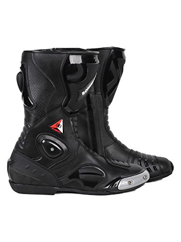 Bohmberg - Botas de moto, botas de piel deportivas, impermeables, de cuero estable protectores rígidos integrados - 43